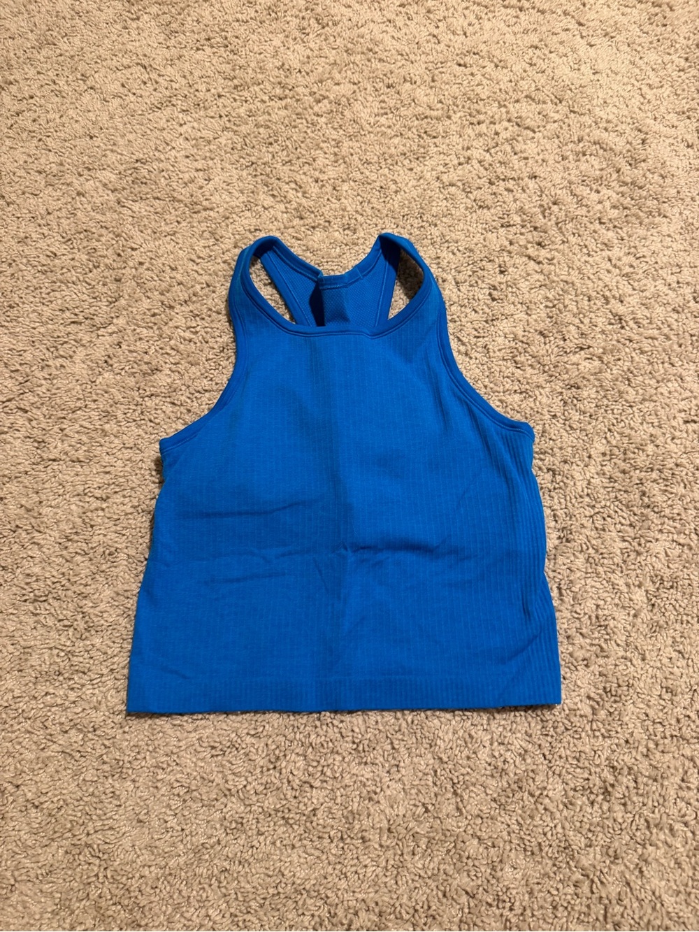 Lululemon Ebb to Street Blue Ribbed Racerback Cropped Tank Top Size 6